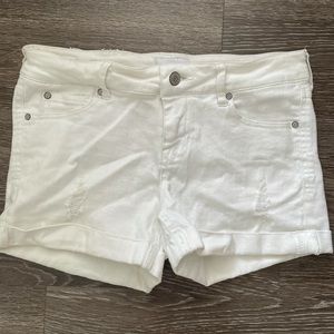 White jean shorts